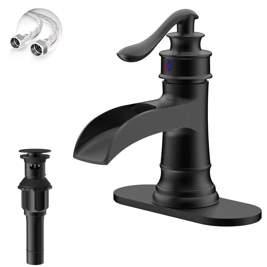 Black Waterfall Bathroom Faucet, Single Handle Bathroom Sink Faucet 1 Hole or 3 Hole, Vanity Sink Faucet for Vintage Antique Lav
Black Waterfall Bathroom Faucet, Single Handle Bathroom Sink Faucet 1 Hole or 3 Hole, Vanity Sink Faucet for Vintage Antique Lav
