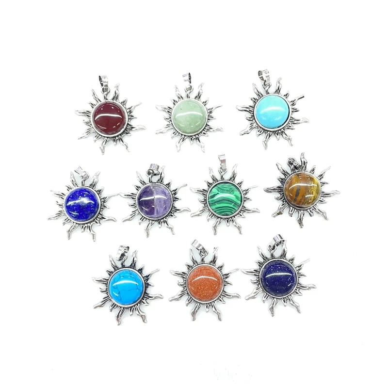 Wholesale Fashion Retro Natural Stone Amethyst Tiger Eye Opal Silver Plated Alloy Sunflower Pendant DIY Couple Necklace Jewelry
Wholesale Fashion Retro Natural Stone Amethyst Tiger Eye Opal Silver Plated Alloy Sunflower Pendant DIY Couple Necklace Jewelry