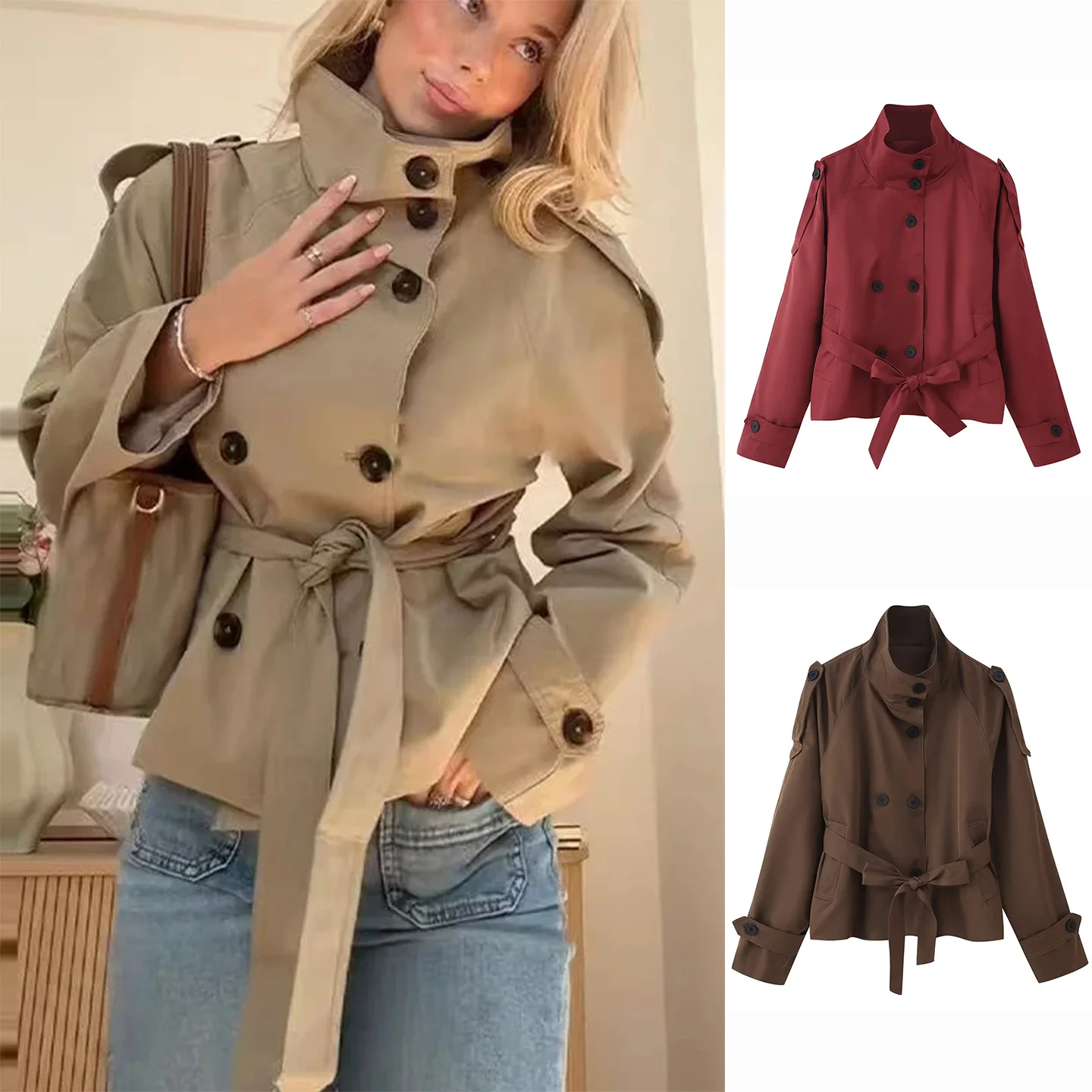 Новинка осенней коллекции: женское длинное пальто-ветровка в клетку с двубортной застежкой, поясом и воротником-стойкой, из полиэфирного волокна.
Новинка осенней коллекции: женское длинное пальто-ветровка в клетку с двубортной застежкой, поясом и воротником-стойкой, из полиэфирного волокна.