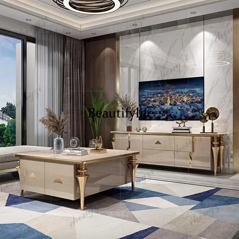 Fashion Italian light luxury TV cabinet Post-modern simple TV cabinet Small apartment living room floor cabinet Painting process
Fashion Italian light luxury TV cabinet Post-modern simple TV cabinet Small apartment living room floor cabinet Painting process