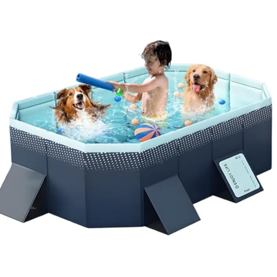Backyard kiddie pool for kids and dogs: large foldable hard plastic square pool, 83 L x 55 W x 22 H, blue, reinforced sidewalls
Backyard kiddie pool for kids and dogs: large foldable hard plastic square pool, 83 L x 55 W x 22 H, blue, reinforced sidewalls