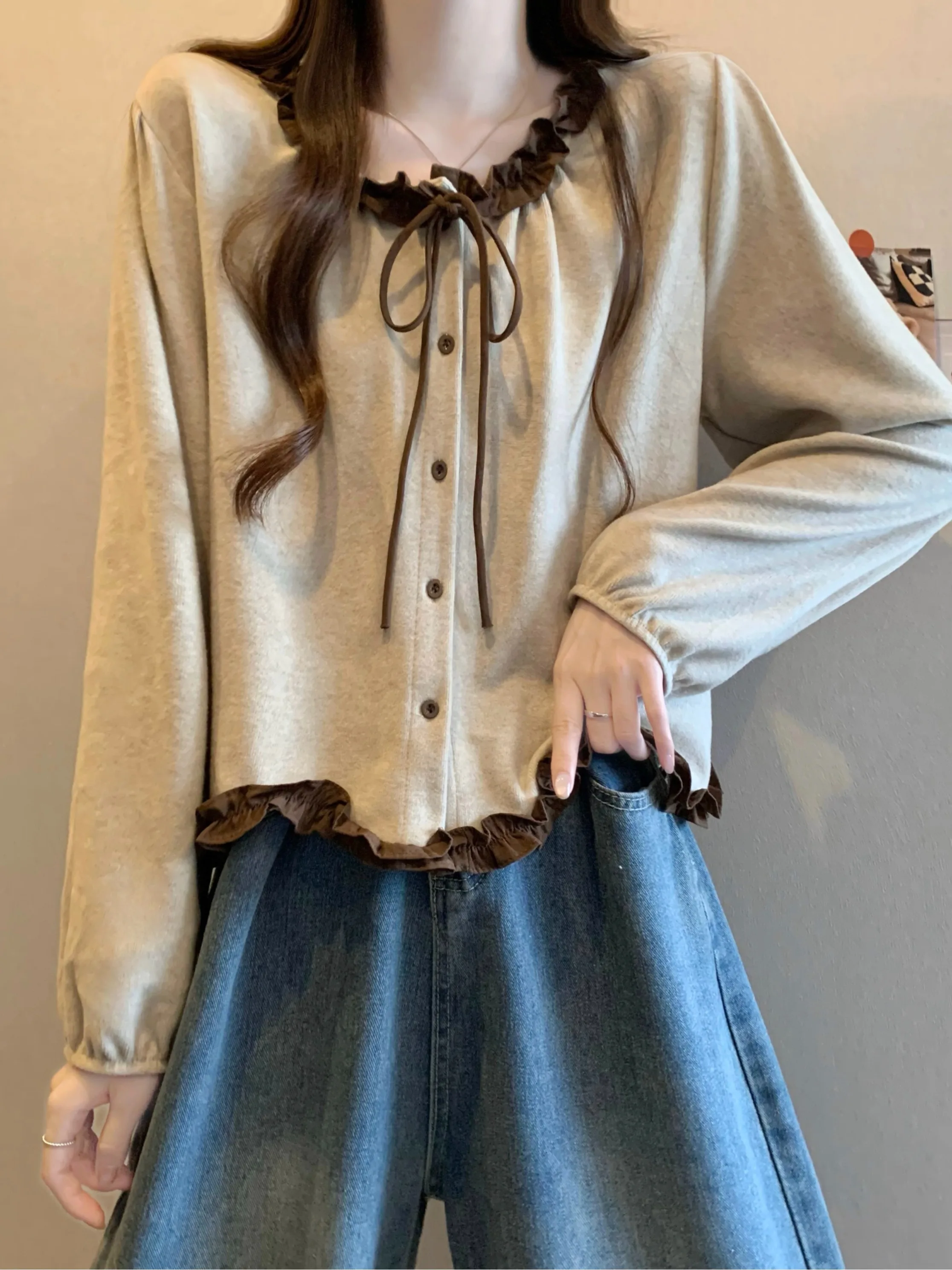Trendy Color Blo Wooden Knot Belted Base irt Women's Autumn Winter Irregular Open Cardigan Top Korean Sle
Trendy Color Blo Wooden Knot Belted Base irt Women's Autumn Winter Irregular Open Cardigan Top Korean Sle