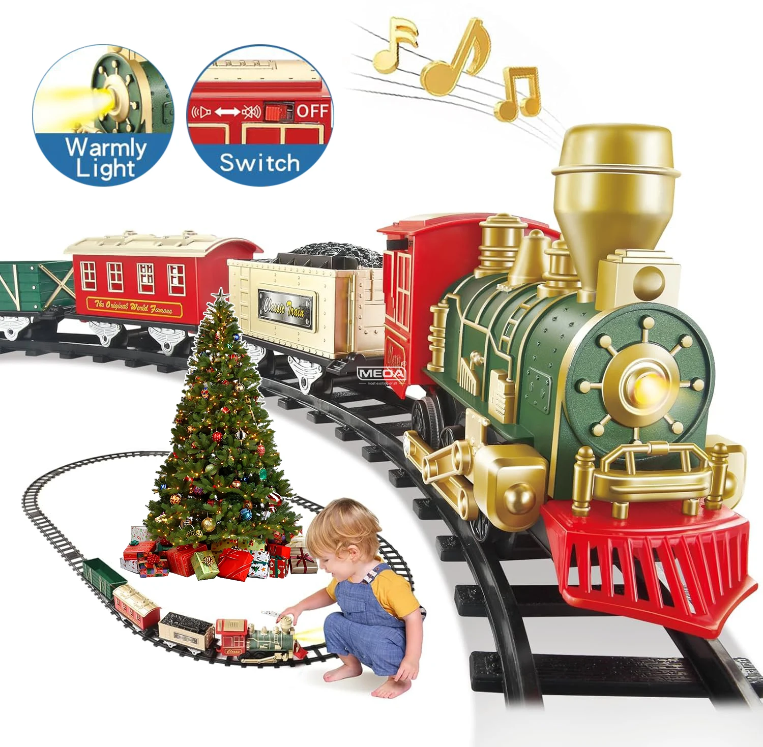 B/O Electric Train Set with Light and Sounds Classical Railway Kits Locomotive Carriages and Tracks Christmas Train Toys Gifts
B/O Electric Train Set with Light and Sounds Classical Railway Kits Locomotive Carriages and Tracks Christmas Train Toys Gifts