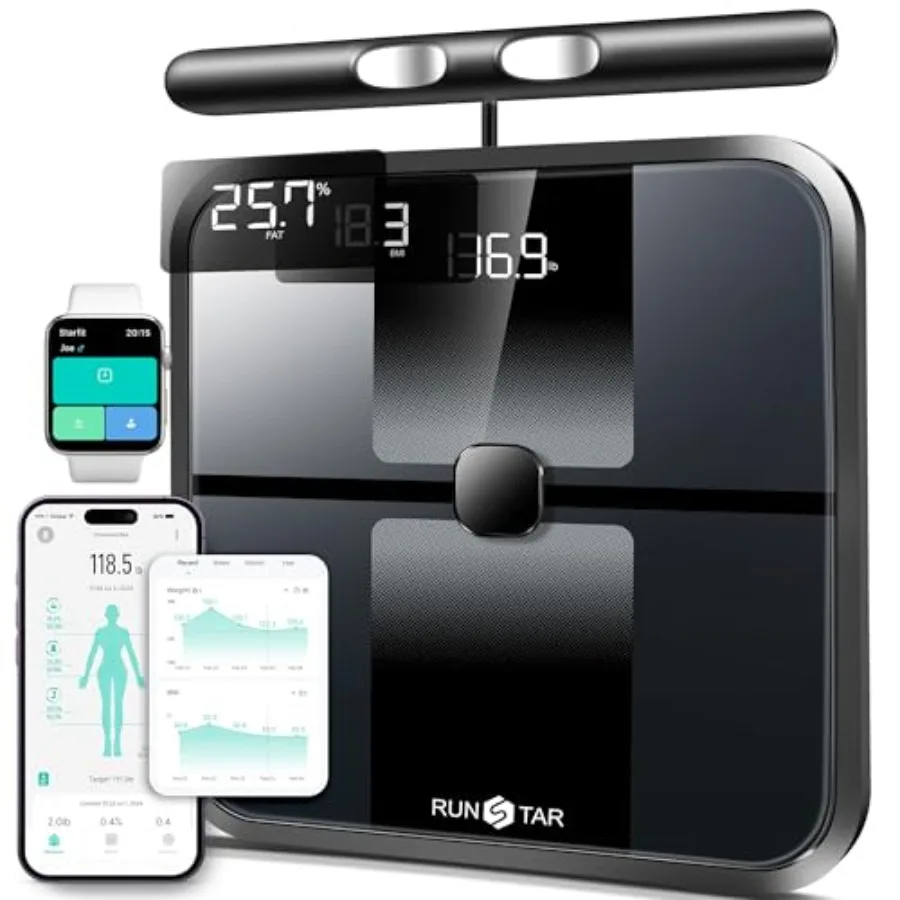 Bathroom smart scale for body weight and composition monitoring, ABS plastic with black finish, 8-electrode bioimpedance analys
Bathroom smart scale for body weight and composition monitoring, ABS plastic with black finish, 8-electrode bioimpedance analys