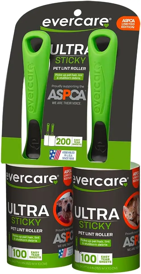 Ultra Sticky Pet Hair Lint Roller, 100 Sheets per Roll, Reusable, for Furniture, Clothing & Cars, Set of 2
Ultra Sticky Pet Hair Lint Roller, 100 Sheets per Roll, Reusable, for Furniture, Clothing & Cars, Set of 2