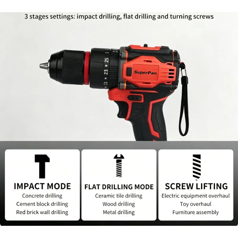 Superpan 20V Cordless Drill Bare Tool with Screwdriver Bits, 25+1 Clutch Electric Drill with LED Work Light,Bare tool
Superpan 20V Cordless Drill Bare Tool with Screwdriver Bits, 25+1 Clutch Electric Drill with LED Work Light,Bare tool