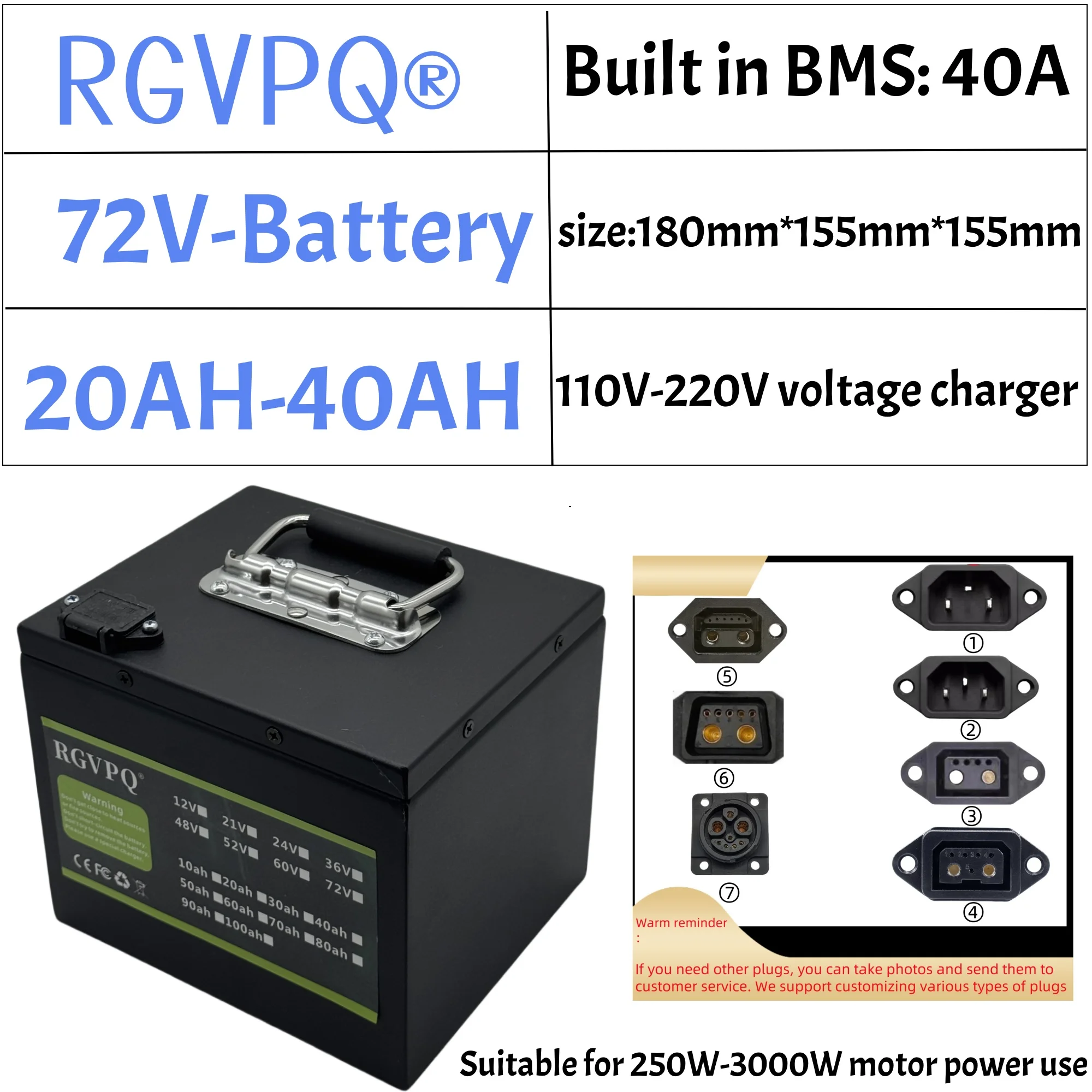 18650 lithium battery, air freight, 60V50AH, full capacity, suitable for motors below , suitable for various electric vehicles
18650 lithium battery, air freight, 60V50AH, full capacity, suitable for motors below , suitable for various electric vehicles