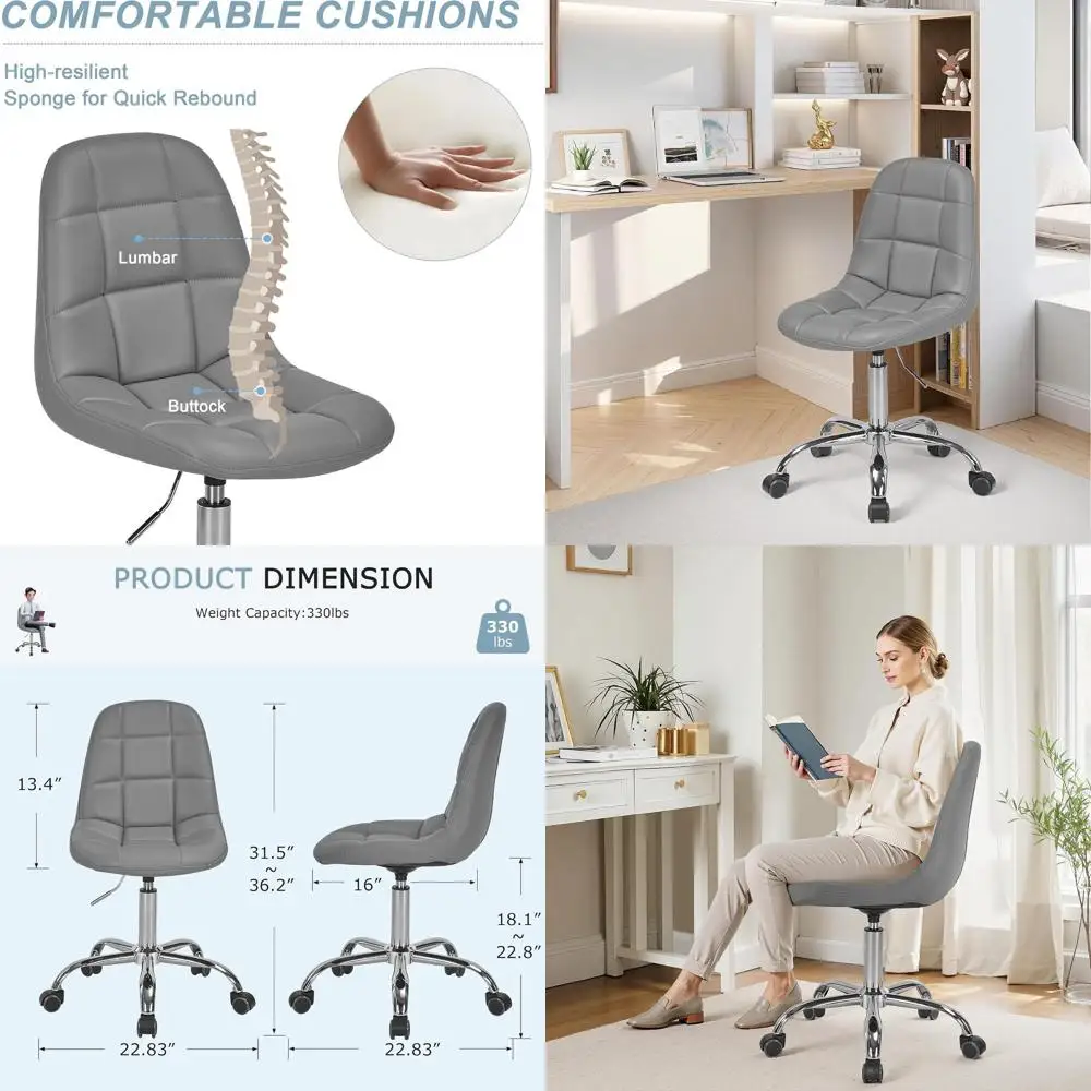 Swivel PU Leather Office Chair with Adjustable Height, Padded Seat, and Rolling Base - Ideal for Home or Office, Grey
Swivel PU Leather Office Chair with Adjustable Height, Padded Seat, and Rolling Base - Ideal for Home or Office, Grey