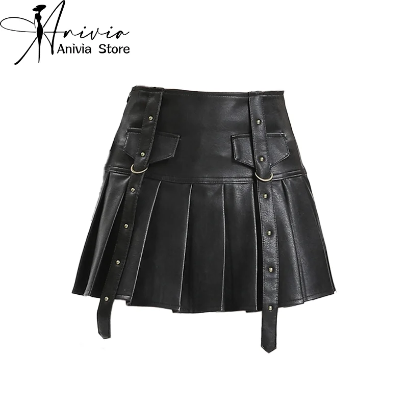 Women Black Pleated Leather Skirts Y2k Harajuku Korean A-Line Skirts Vintage Aesthetic Punk Emo Mini Skirt 2000s Trashy Clothes
Women Black Pleated Leather Skirts Y2k Harajuku Korean A-Line Skirts Vintage Aesthetic Punk Emo Mini Skirt 2000s Trashy Clothes