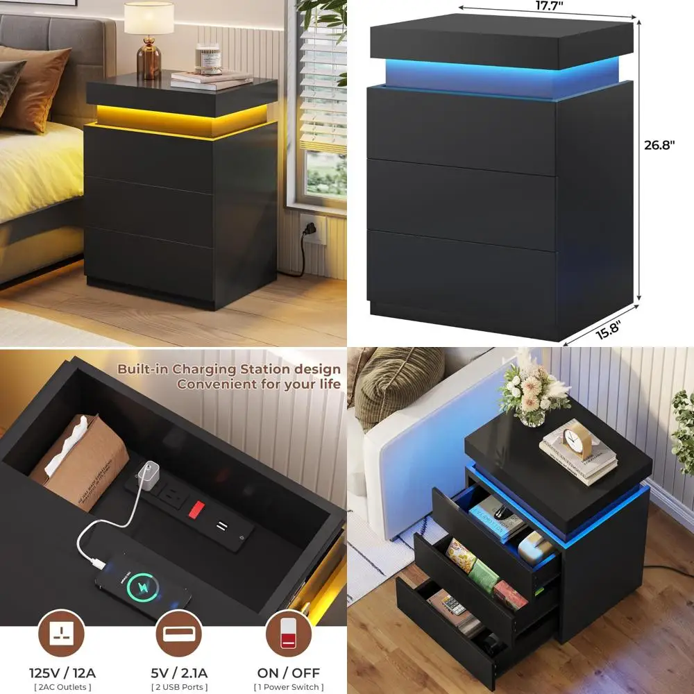 contemporary led nightstand with charging dock and sliding top storage
contemporary led nightstand with charging dock and sliding top storage