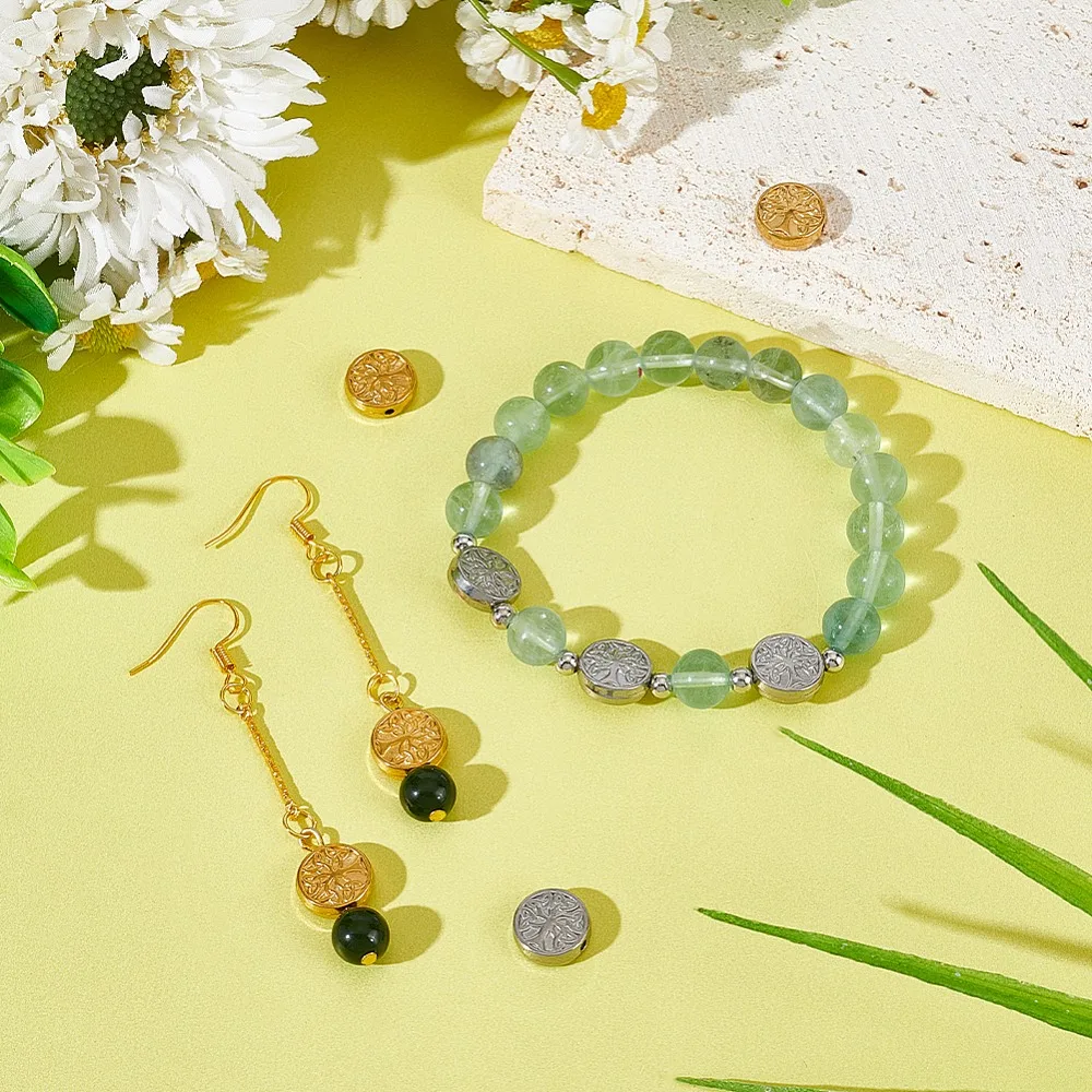 10Pcs 2 Colors 316 304 Stainless Steel Beads Flat Round with Trinity Knot Tree Pattern Golden Stainless Steel Color 11x4mm
10Pcs 2 Colors 316 304 Stainless Steel Beads Flat Round with Trinity Knot Tree Pattern Golden Stainless Steel Color 11x4mm