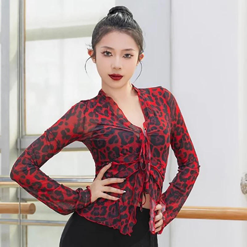 Mesh Leopard Print Latin Dancewear Adult Female Ballroom Dancing Costume Dance Practice Lace-up Top Outfit Women's Cardigan
Mesh Leopard Print Latin Dancewear Adult Female Ballroom Dancing Costume Dance Practice Lace-up Top Outfit Women's Cardigan