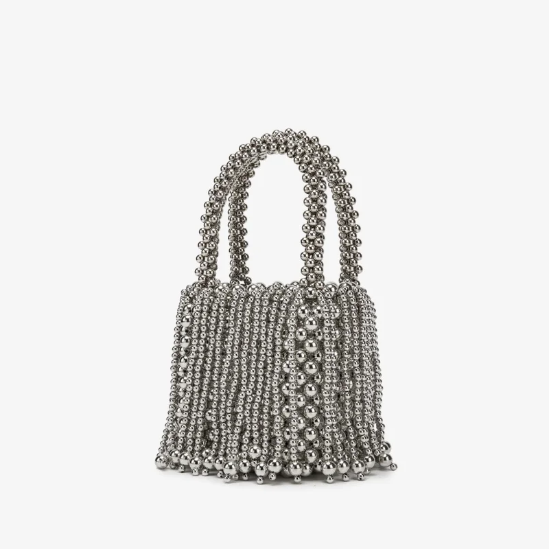Handmade Silver Beaded Women's Handbag with Tassel Fashion Trend Beach Vacation Clutch Phone Bag for Parties
Handmade Silver Beaded Women's Handbag with Tassel Fashion Trend Beach Vacation Clutch Phone Bag for Parties