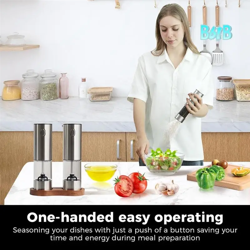 Electric Salt And Pepper Grinder Set Rechargeable Automatic Pepper Grinder With Wooden Tray For Home Electric Grinder
Electric Salt And Pepper Grinder Set Rechargeable Automatic Pepper Grinder With Wooden Tray For Home Electric Grinder