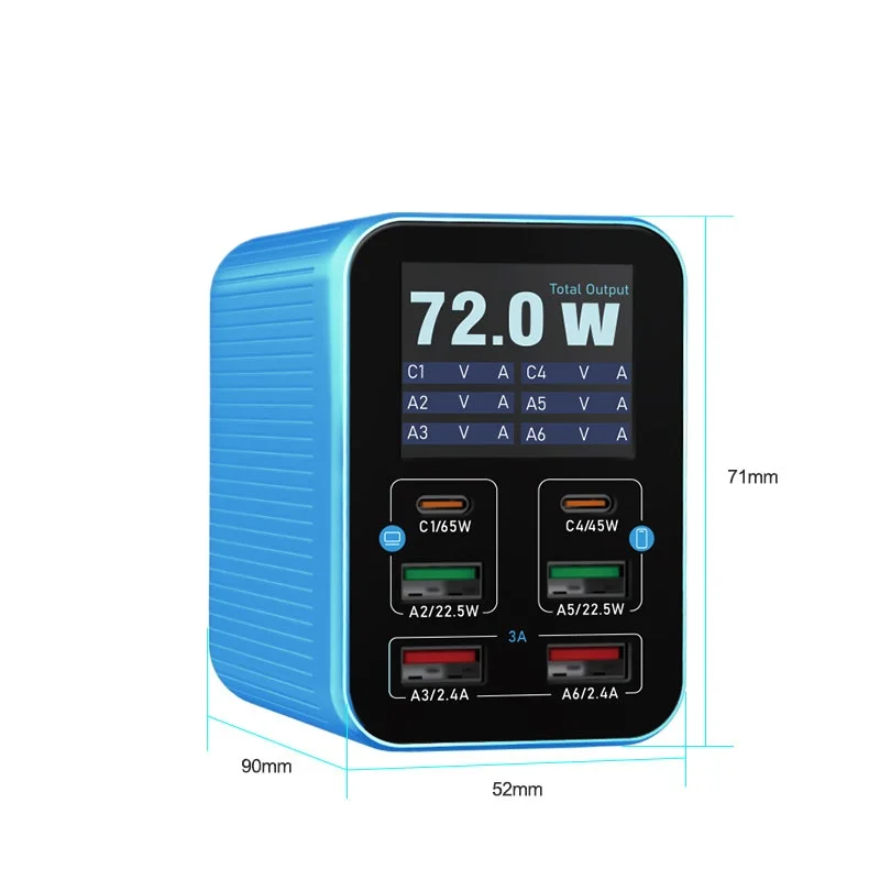 RELIFE Q4 72W Smart 6-Port Fast Charger 2 PD ports + 2 QC3.0 ports + 2 USB-A Smart Sleep Mode for Various Electronic Devices
RELIFE Q4 72W Smart 6-Port Fast Charger 2 PD ports + 2 QC3.0 ports + 2 USB-A Smart Sleep Mode for Various Electronic Devices