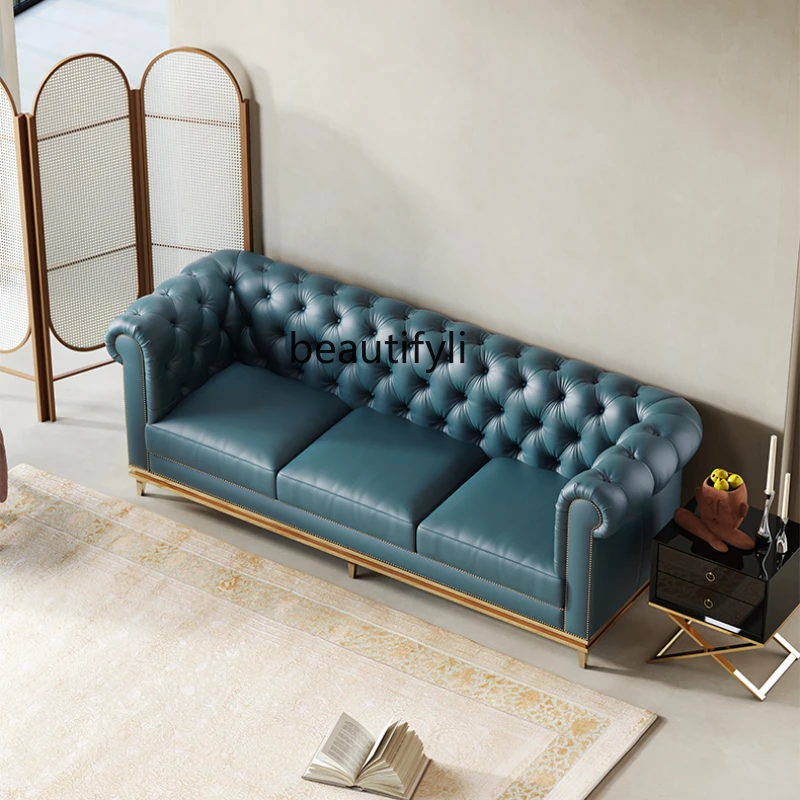 Post-Modern Simple Large and Small Apartment Type Light Luxury Italian Living Room Combination Three-Seat American Leather Sofa
Post-Modern Simple Large and Small Apartment Type Light Luxury Italian Living Room Combination Three-Seat American Leather Sofa