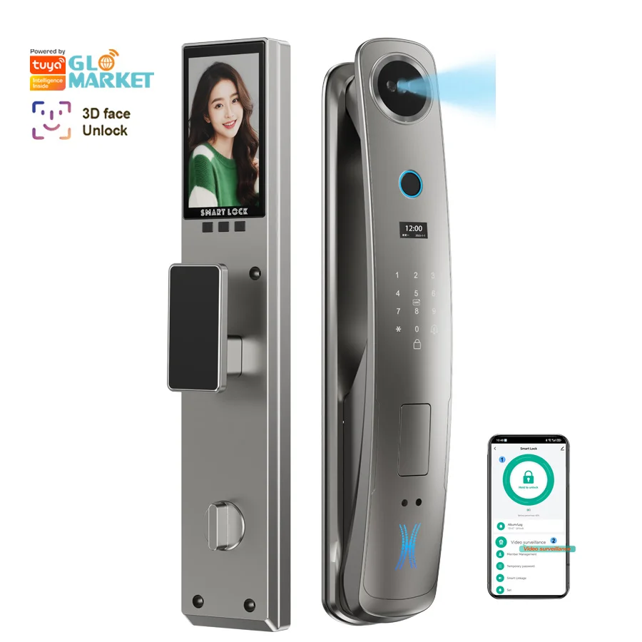 Glomarket Fully Automatic Wifi Tuya App Face Recognition Biometric Fingerprint Smart Door Lock With Camera Digital Locks
Glomarket Fully Automatic Wifi Tuya App Face Recognition Biometric Fingerprint Smart Door Lock With Camera Digital Locks