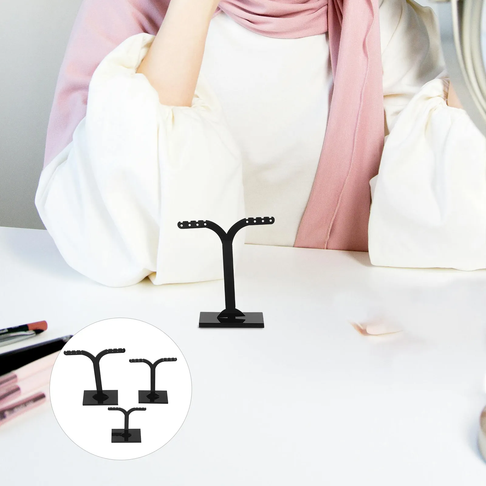 3Pcs Earring Jewelry Stand Acrylic Display Rack Holder Assorted Sizes for Retail Show Storage Black Earring Stand
3Pcs Earring Jewelry Stand Acrylic Display Rack Holder Assorted Sizes for Retail Show Storage Black Earring Stand