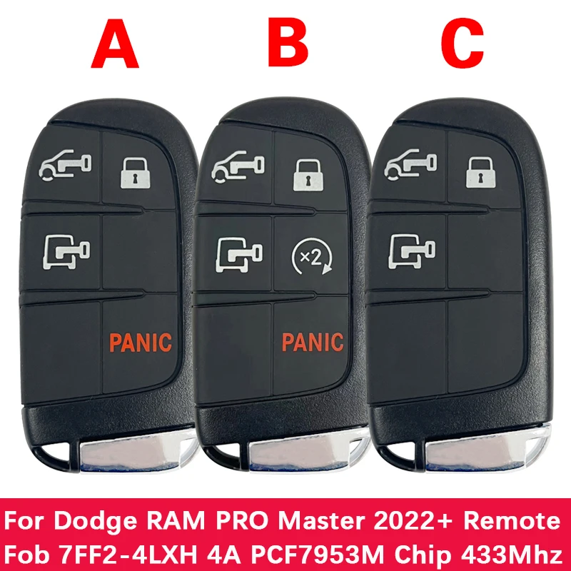 CN087049 Original Smart Key Fob Remote 434 MHZ ID4A PN 7FF2-4LXH 60977653 M3N-40821302 For Dodge RAM PRO Master 2022-2023
CN087049 Original Smart Key Fob Remote 434 MHZ ID4A PN 7FF2-4LXH 60977653 M3N-40821302 For Dodge RAM PRO Master 2022-2023