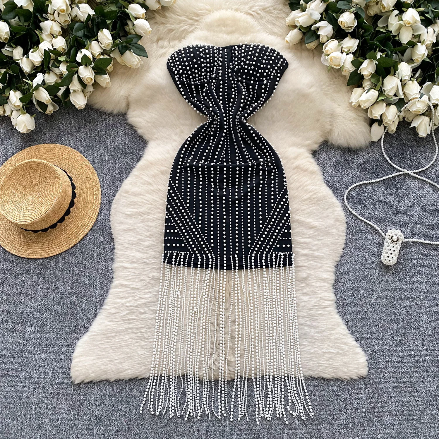 Sexy Beading Party Dress Sleeveless Bodycon Strapless Zipper Sundress Female High Quality Tassel Off Shoulder Dresses
Sexy Beading Party Dress Sleeveless Bodycon Strapless Zipper Sundress Female High Quality Tassel Off Shoulder Dresses