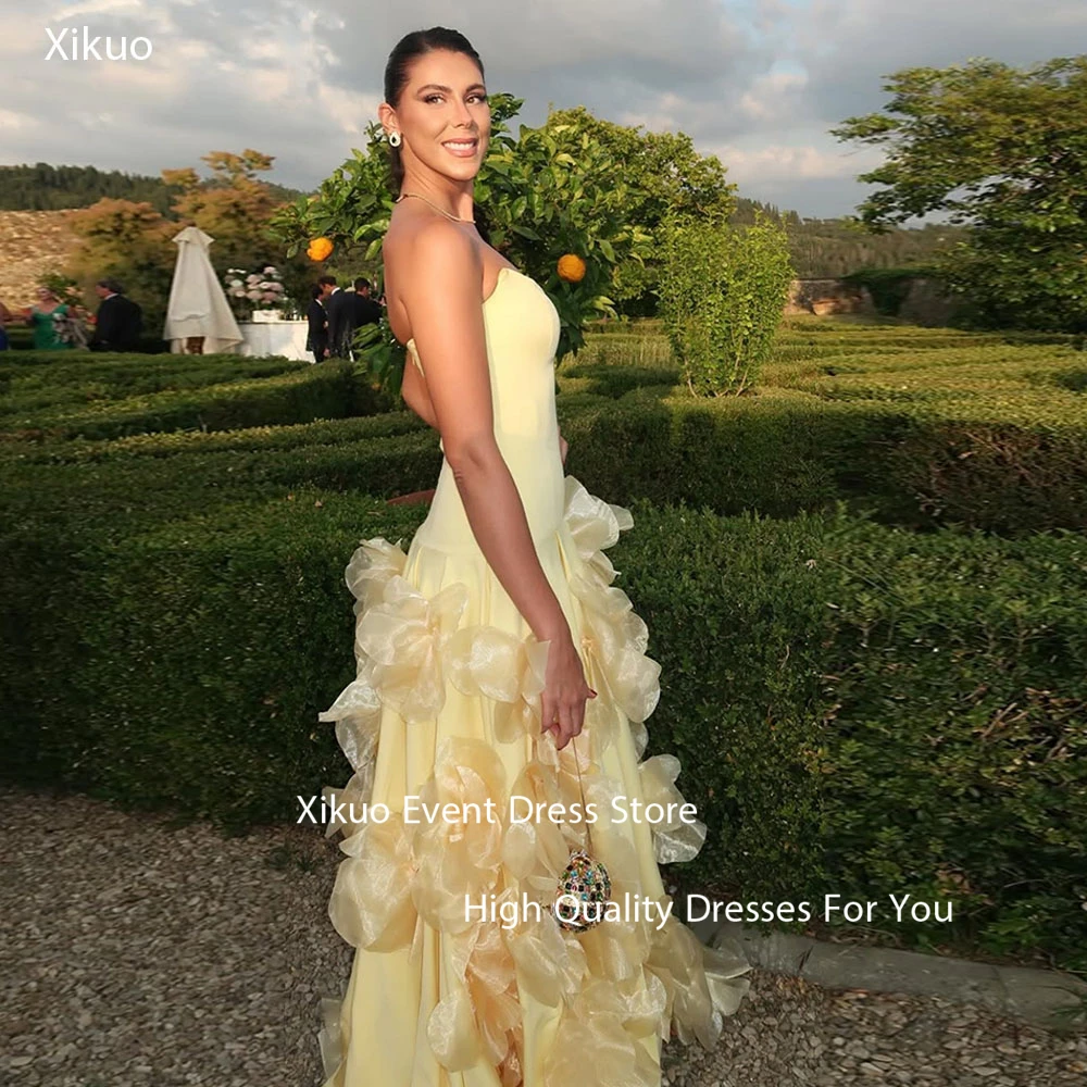 Xikuo Fashion Yellow Satin Evening Dress Women Long A Line Strapless Prom Party Gown 3D Flowers Sukienka Wieczorowa Customized
Xikuo Fashion Yellow Satin Evening Dress Women Long A Line Strapless Prom Party Gown 3D Flowers Sukienka Wieczorowa Customized