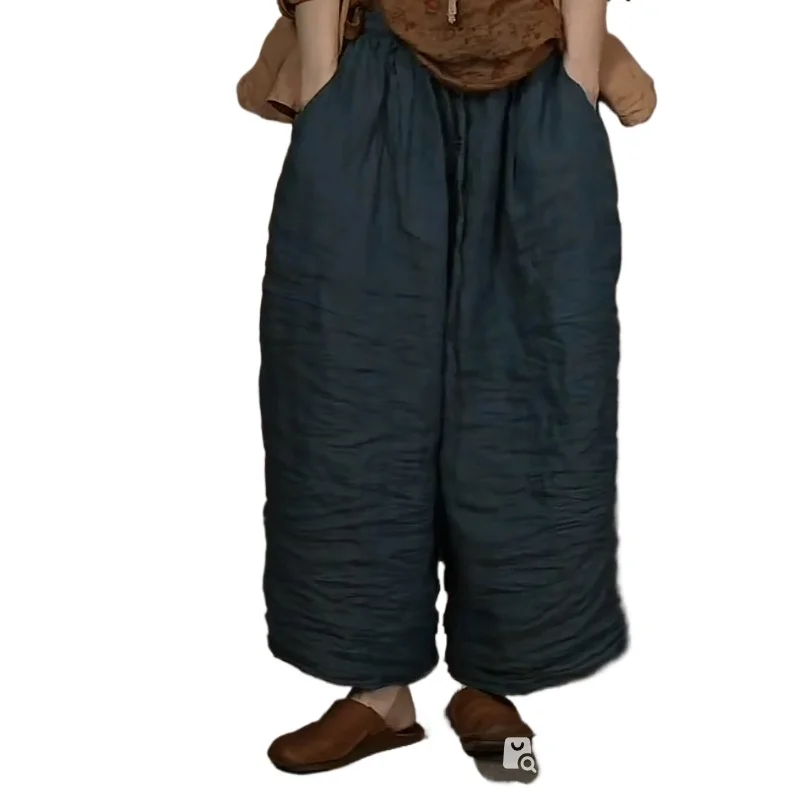Yarn-dyed Linen Drawstring Baggy Pants Vintage Women Elastic Waist Loose Casual Wide Leg Trousers Streetwear Female Harem Pants
Yarn-dyed Linen Drawstring Baggy Pants Vintage Women Elastic Waist Loose Casual Wide Leg Trousers Streetwear Female Harem Pants