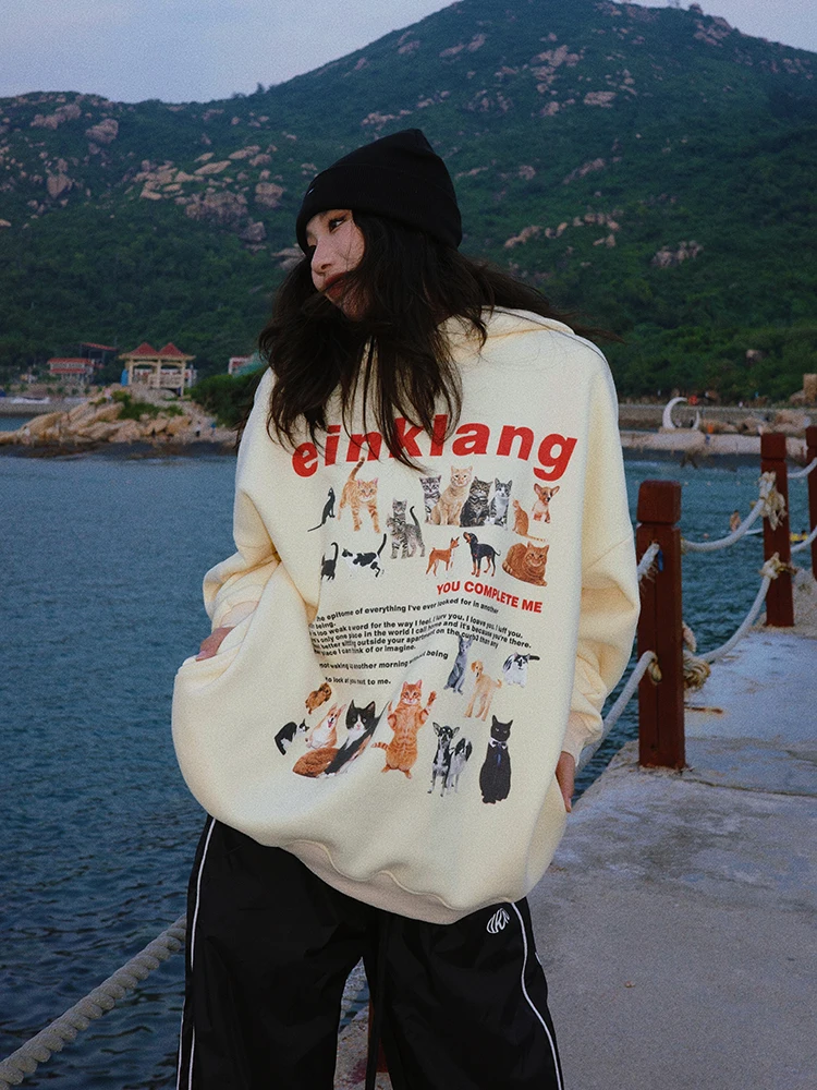 Hooded Sweater Couple's Pure Cotton Retro American Cats Cartoon Printed Gray Fashion Loose Casual CoatTop Spring and Autumn Warm
Hooded Sweater Couple's Pure Cotton Retro American Cats Cartoon Printed Gray Fashion Loose Casual CoatTop Spring and Autumn Warm
