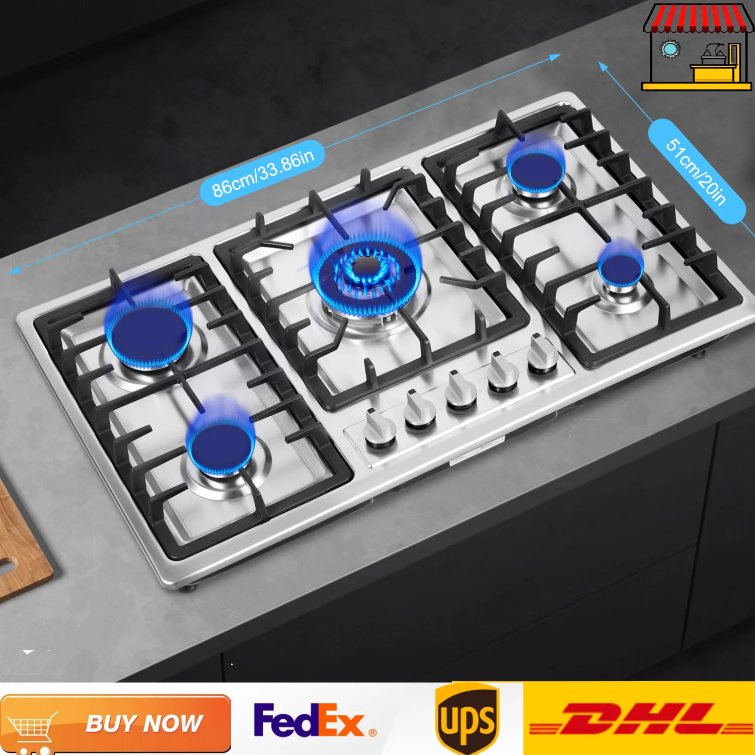 5 Burner Piped Natural Gas Stove Liquefied Petroleum Gas Cooktop Stainless Steel Panel Cooktop
5 Burner Piped Natural Gas Stove Liquefied Petroleum Gas Cooktop Stainless Steel Panel Cooktop