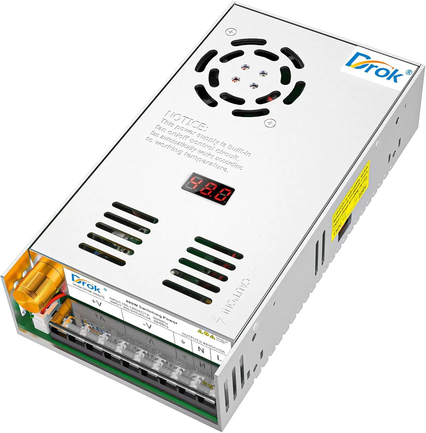 48V Power Supply, AC 110V/220V to DC 0-48V 10A 480W Buck Converter, Adjustable LED Driver for Lab CCTV
48V Power Supply, AC 110V/220V to DC 0-48V 10A 480W Buck Converter, Adjustable LED Driver for Lab CCTV