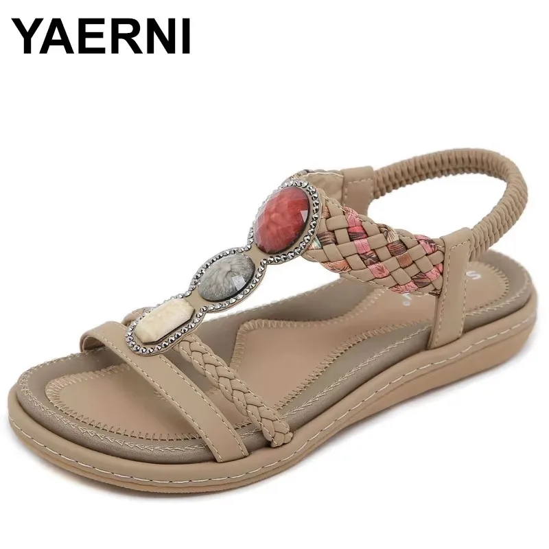 2025 Women's Sandals Summer Casual PU Non-Slip String Bead Bling Diamond Woven Bohemia Beach Roman Shoes Woman Flat Heel Ladies
2025 Women's Sandals Summer Casual PU Non-Slip String Bead Bling Diamond Woven Bohemia Beach Roman Shoes Woman Flat Heel Ladies