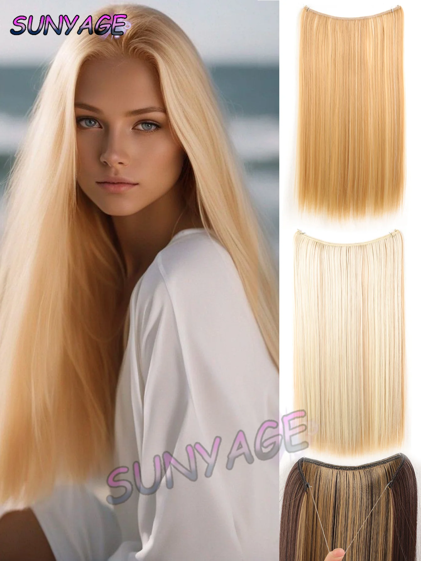 SUNYAGE Synthetic Hair Extension No Clip Natural Hair Piece Ombre Fake False One Piece Straight Hairpiece Blonde For Women
SUNYAGE Synthetic Hair Extension No Clip Natural Hair Piece Ombre Fake False One Piece Straight Hairpiece Blonde For Women