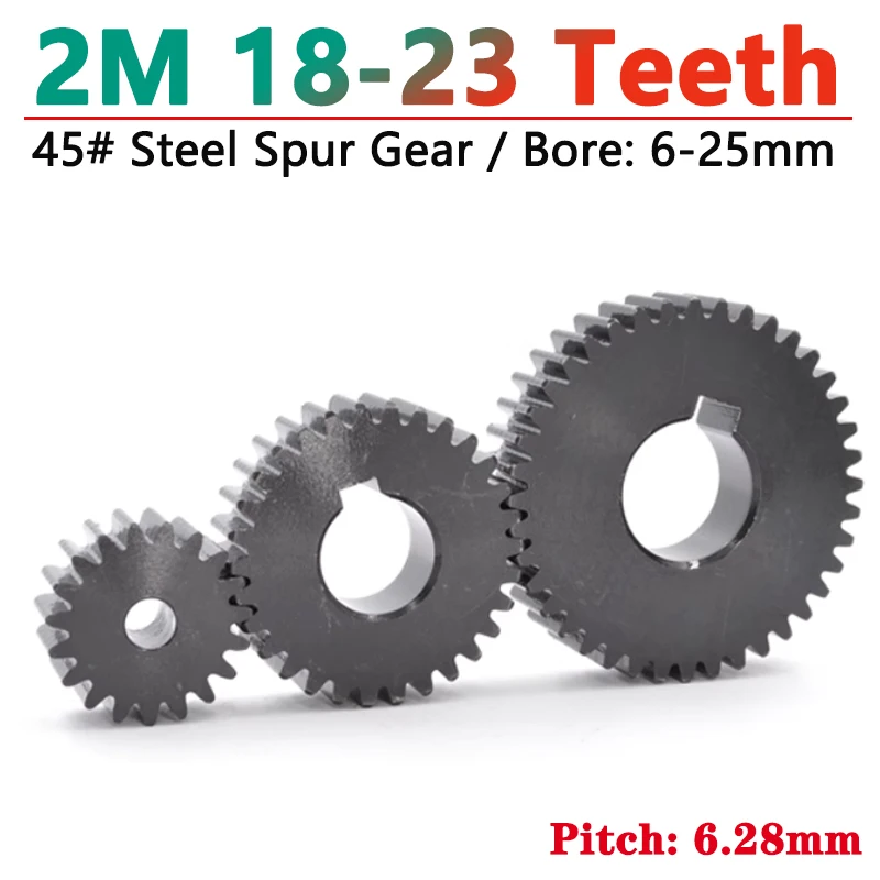 1pcs 2M Spur Gear 2 Mod 18/19/20/21/22/23 Teeth Flat Motor Gears 45# Steel Cylindrical Gear Bore 6 8 10 12-25mm Pitch 6.28mm
1pcs 2M Spur Gear 2 Mod 18/19/20/21/22/23 Teeth Flat Motor Gears 45# Steel Cylindrical Gear Bore 6 8 10 12-25mm Pitch 6.28mm