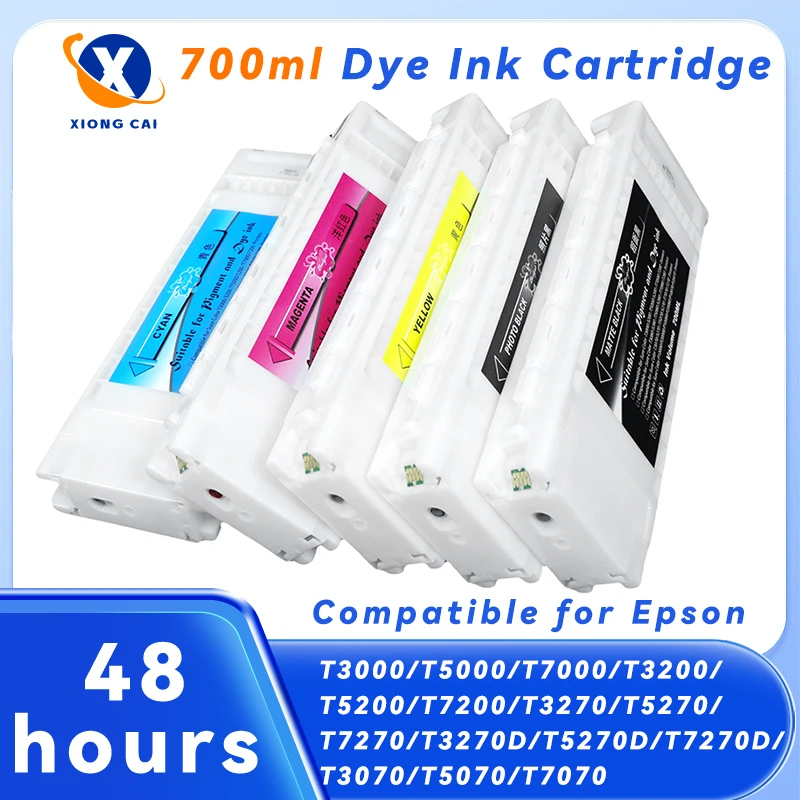 Compatible for Epson T3000 T5000 T7000 T3200 T5200 T7200 Printer With dye, T6941 T6942 T6943 T6944 T6945 ink cartridge 700ML
Compatible for Epson T3000 T5000 T7000 T3200 T5200 T7200 Printer With dye, T6941 T6942 T6943 T6944 T6945 ink cartridge 700ML