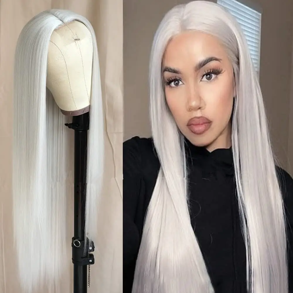 Women Long Lace Front Wigs Straight White Wig Synthetic Hair Heat Resistant Soft
Women Long Lace Front Wigs Straight White Wig Synthetic Hair Heat Resistant Soft