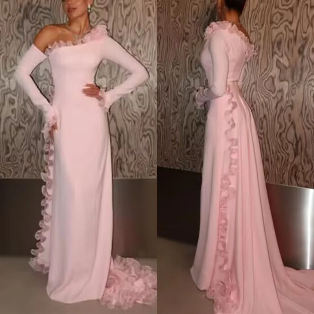 High Quality Customized One Shoulder Pink Pleat Floor Length Court Stain Woman Evening Dresses Платье Корейский Стиль فستان 드레스
High Quality Customized One Shoulder Pink Pleat Floor Length Court Stain Woman Evening Dresses Платье Корейский Стиль فستان 드레스