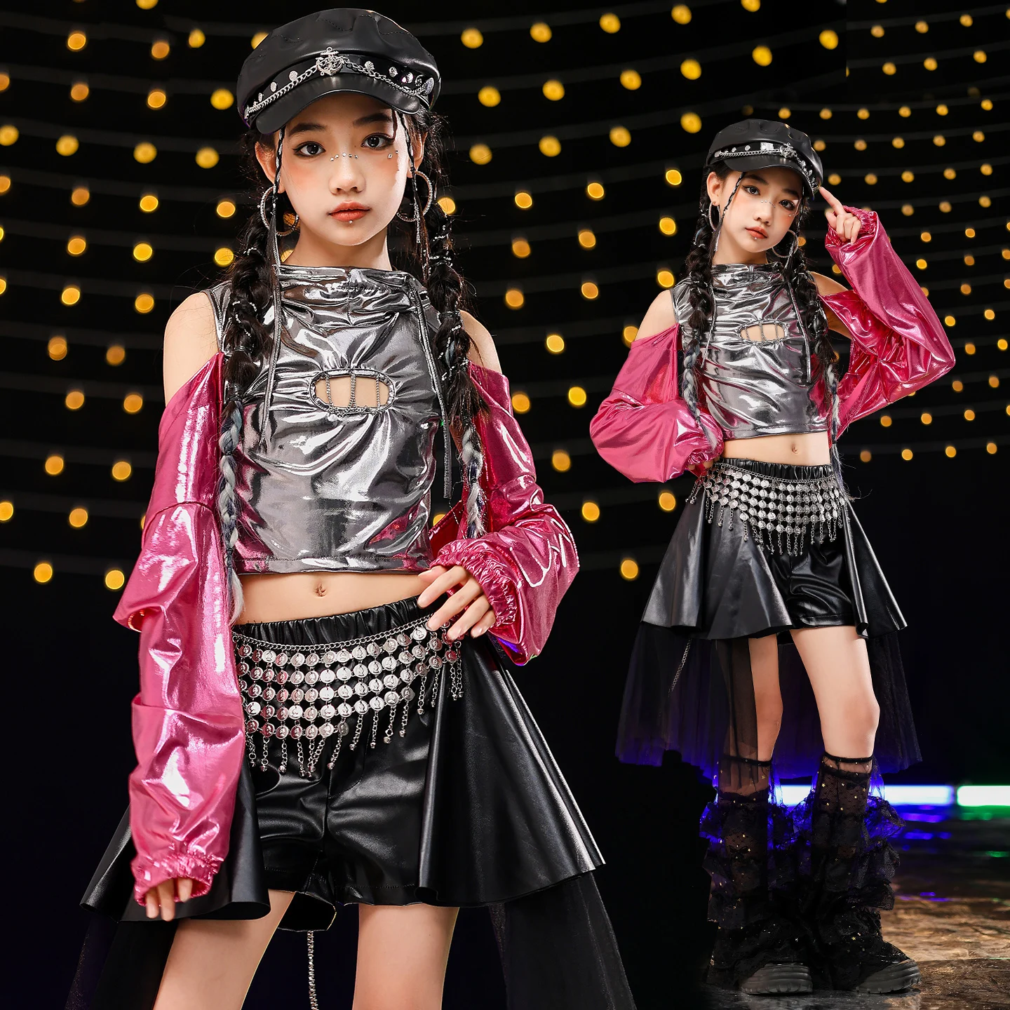2025 Kids Jazz Dance Performance Costumes Leather Crop Top Black Skirts Suit For Girls Ballroom Hip Hop Dance Clothing DQS20887
2025 Kids Jazz Dance Performance Costumes Leather Crop Top Black Skirts Suit For Girls Ballroom Hip Hop Dance Clothing DQS20887