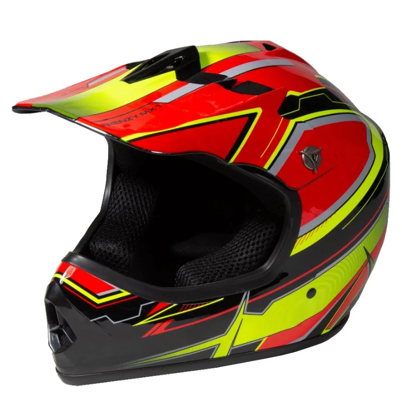 Youth Frenzy MX off-road ATV Helmet DOT Approved Color: Red/Yellow Size: Youth Large
Youth Frenzy MX off-road ATV Helmet DOT Approved Color: Red/Yellow Size: Youth Large