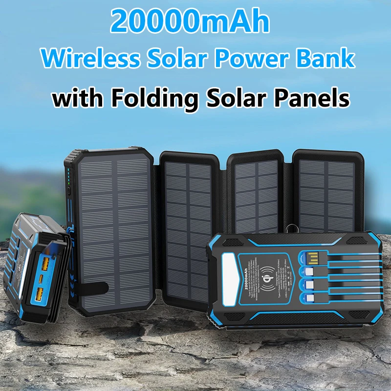 Folding Solar Power Bank 20000mAh with 4 Solar Panel Fast Wireless Charger Powerbank for iPhone Samsung Xiaomi External Battery
Folding Solar Power Bank 20000mAh with 4 Solar Panel Fast Wireless Charger Powerbank for iPhone Samsung Xiaomi External Battery