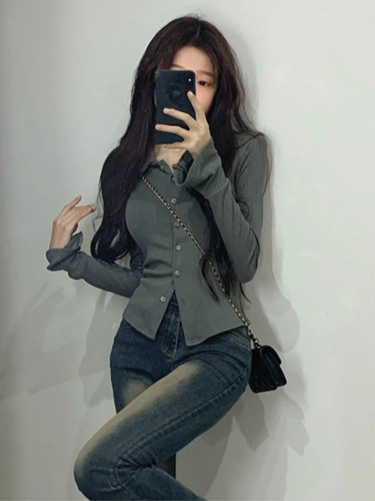 Весенне-осенняя американская ретро-пикантная футболка с воротником-поло и длинными рукавами, модный женский топ в японском стиле Харадзюку
Весенне-осенняя американская ретро-пикантная футболка с воротником-поло и длинными рукавами, модный женский топ в японском стиле Харадзюку