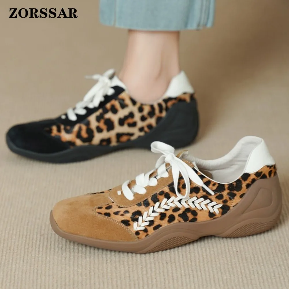 Leopard Print Suede Leather Retro Sneakers Women Lace Up Woven Stitch Detail Soft Sole Comfortable Breathable Daily Wear Shoes
Leopard Print Suede Leather Retro Sneakers Women Lace Up Woven Stitch Detail Soft Sole Comfortable Breathable Daily Wear Shoes