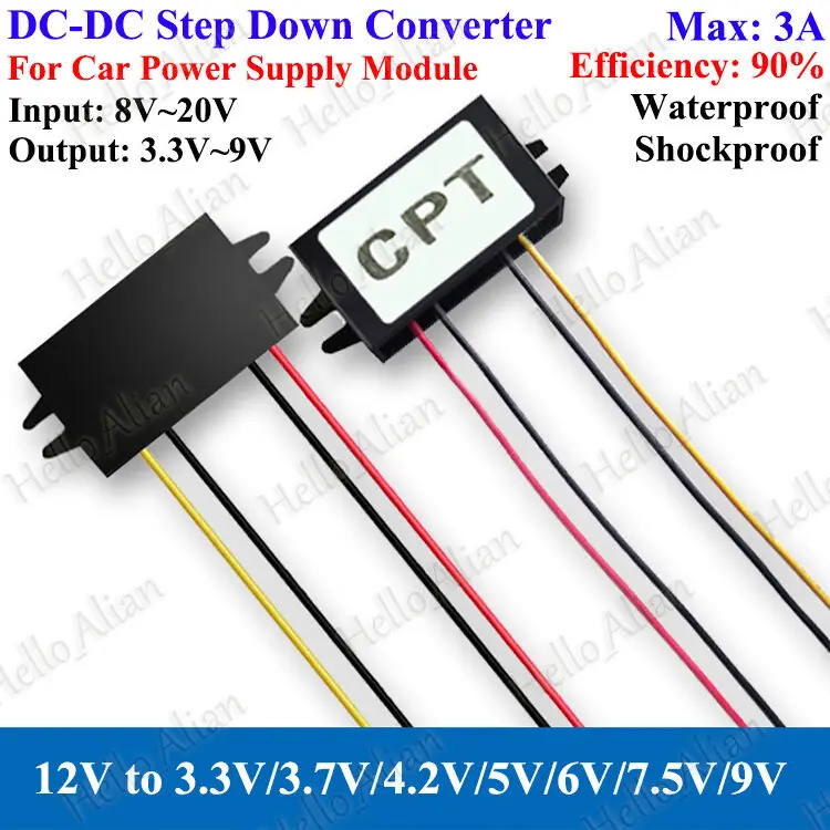 Waterproof DC-DC Buck Converter Regulator 8V 12V to 3.3V 5V 6V 9V Car Monitor Power Supply Module
Waterproof DC-DC Buck Converter Regulator 8V 12V to 3.3V 5V 6V 9V Car Monitor Power Supply Module