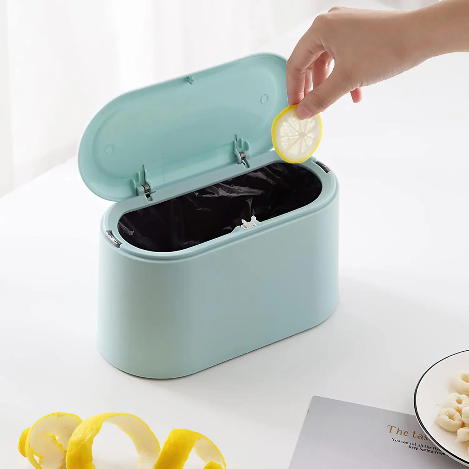 Mini Trash Can with Lid, Pop Up Countertop Wastebasket, Small Garbage Bin for Desk (Light Blue)
Mini Trash Can with Lid, Pop Up Countertop Wastebasket, Small Garbage Bin for Desk (Light Blue)