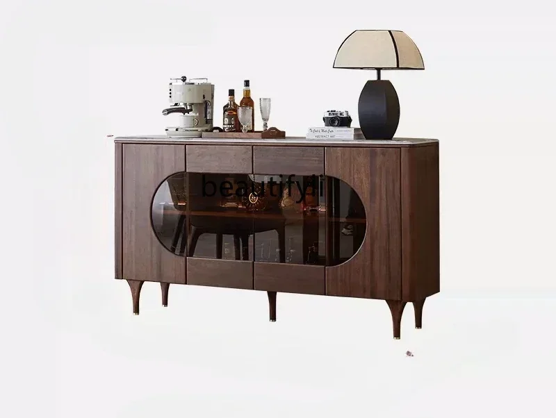 Walnut solid wood sideboard with wall integrated simple modern living room and dining storage cabinet
Walnut solid wood sideboard with wall integrated simple modern living room and dining storage cabinet