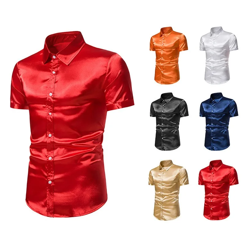 Men's Glossy 70s Disco Shirt Short Sleeve Retro Sparkly Party Top Button Down
Men's Glossy 70s Disco Shirt Short Sleeve Retro Sparkly Party Top Button Down
