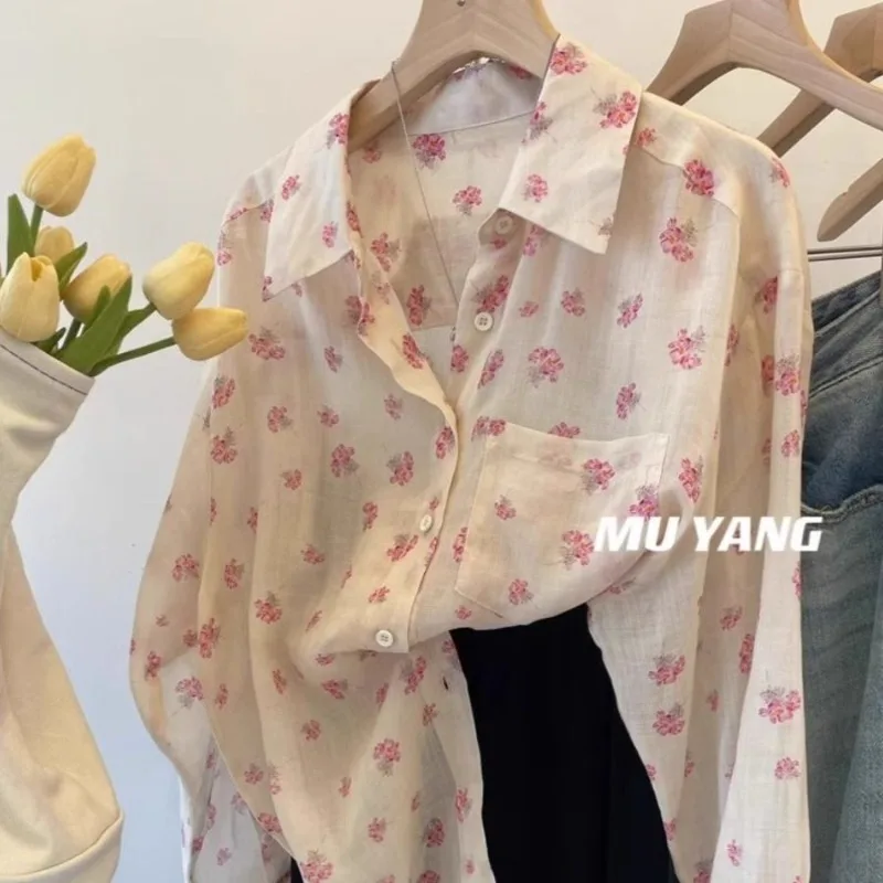 Femme Spring Summer Fashion Floral Button Polo Collar Chiffon Women Shirts All-match Simplicity Appear Thin Long Sleeve Top Tee
Femme Spring Summer Fashion Floral Button Polo Collar Chiffon Women Shirts All-match Simplicity Appear Thin Long Sleeve Top Tee