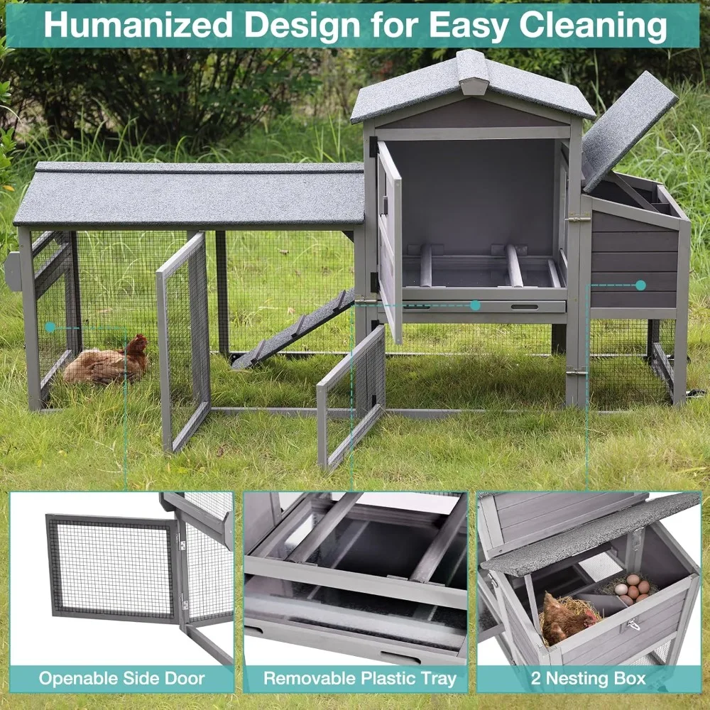Outdoor Hen House Poultry Cage with Nesting Box, Leakproof Pull Out Tray,Chicken Coop, Mobile Chicken House with Wheels
Outdoor Hen House Poultry Cage with Nesting Box, Leakproof Pull Out Tray,Chicken Coop, Mobile Chicken House with Wheels
