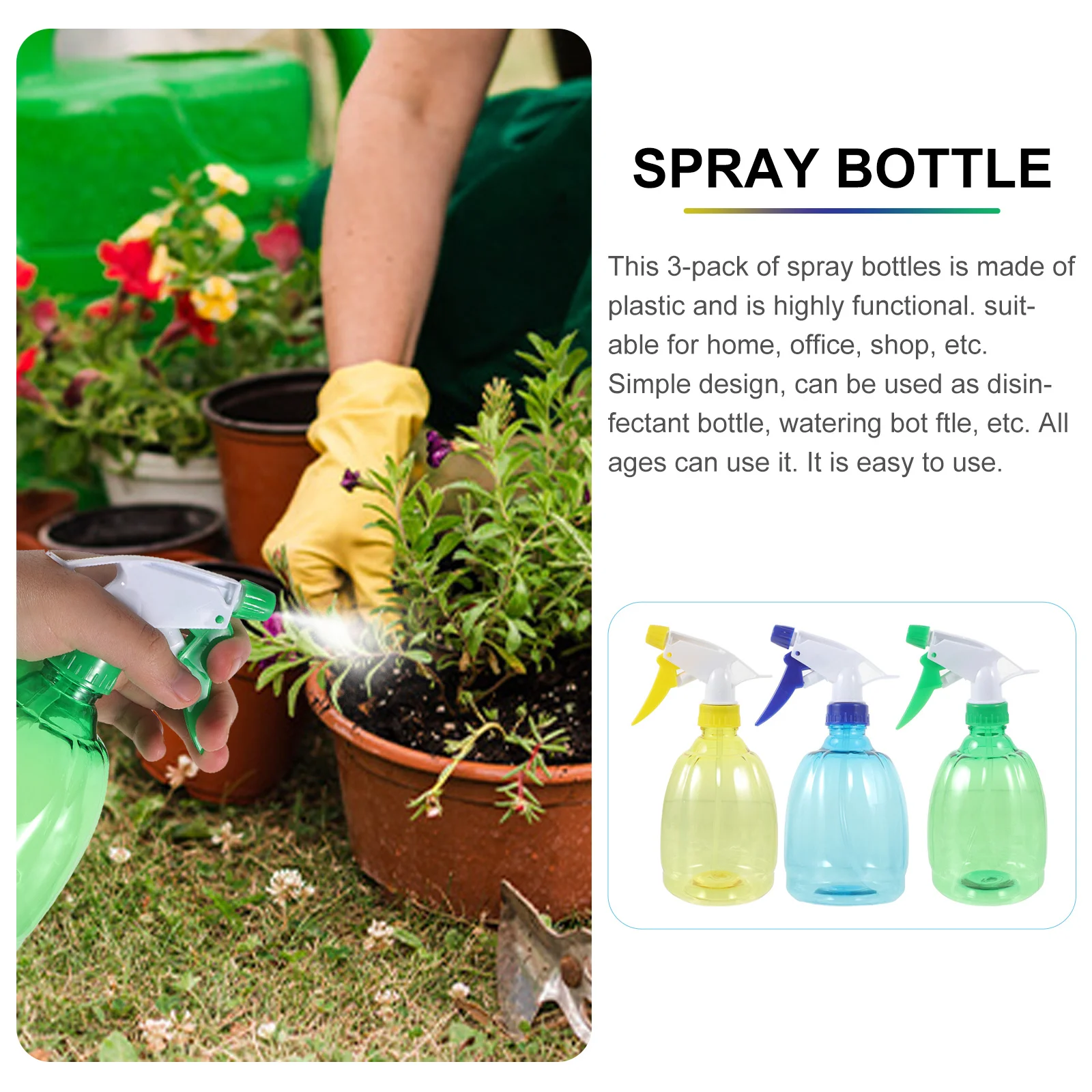 3Pcs Candy Color Hand-Pressed Plastic Watering Spray Bottles Adjustable Nozzle Small Sprinkler for Home Office Gardening Plant
3Pcs Candy Color Hand-Pressed Plastic Watering Spray Bottles Adjustable Nozzle Small Sprinkler for Home Office Gardening Plant