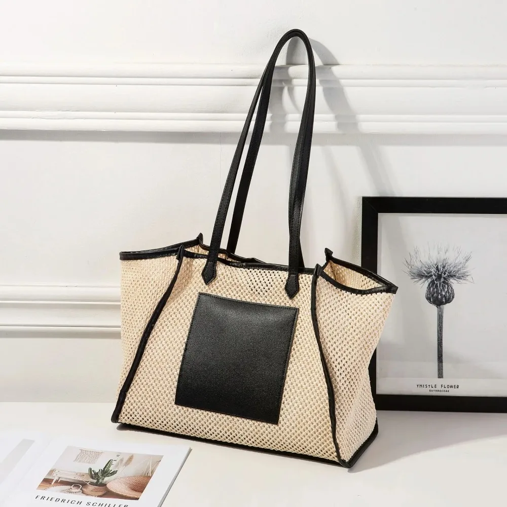 Fashion Large Capacity Handbag Splicing Design Mesh Mesh Tote Bag Casual Shoulder Bag Summer Season
Fashion Large Capacity Handbag Splicing Design Mesh Mesh Tote Bag Casual Shoulder Bag Summer Season