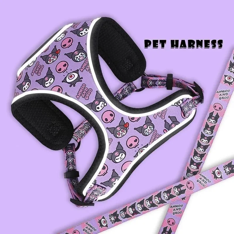 Sanrioed Kuromi Reflective Dog Harness Cartoon Adjustable Small and Medium Dog Quick Release Vest Harness Soft Walking Leash Set
Sanrioed Kuromi Reflective Dog Harness Cartoon Adjustable Small and Medium Dog Quick Release Vest Harness Soft Walking Leash Set