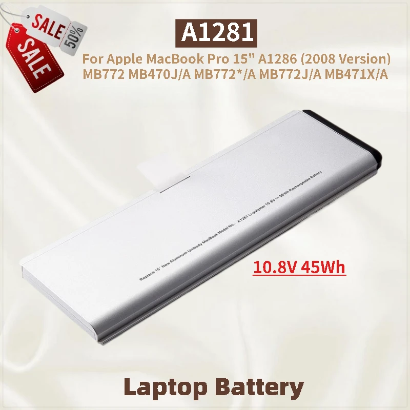 Аккумулятор для ноутбука A1281 10,8 В 45 Втч для Apple MacBook Pro 15 дюймов A1286 (версия 2008 г.) MB772 MB772J/A MB471X/A MB470J/A MB772*/A
Аккумулятор для ноутбука A1281 10,8 В 45 Втч для Apple MacBook Pro 15 дюймов A1286 (версия 2008 г.) MB772 MB772J/A MB471X/A MB470J/A MB772*/A